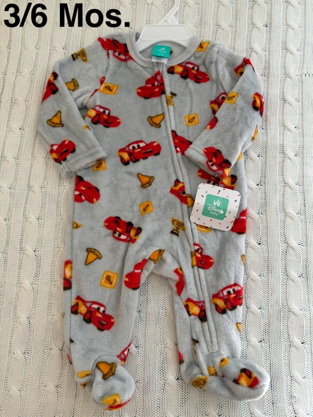 Disney Baby Cars Footed Onesie 3 6 Mo NEW Fleece Sleeper Footy Cute Fall Outfit